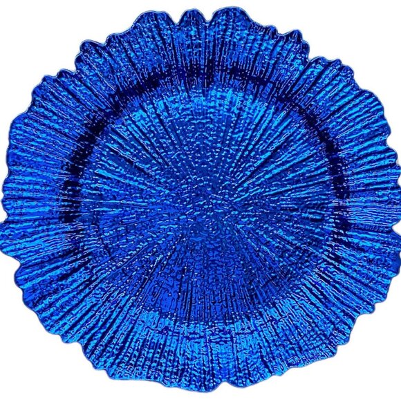 CHARGER PLATE: 13-Inch 6-Pack Heavy Quality Round Plastic-Reef Royal Blue - Picture 2 of 8